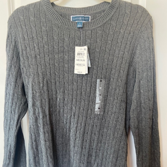 Karen Scott charcoal Heather grey pullover sweater M - Picture 1 of 4